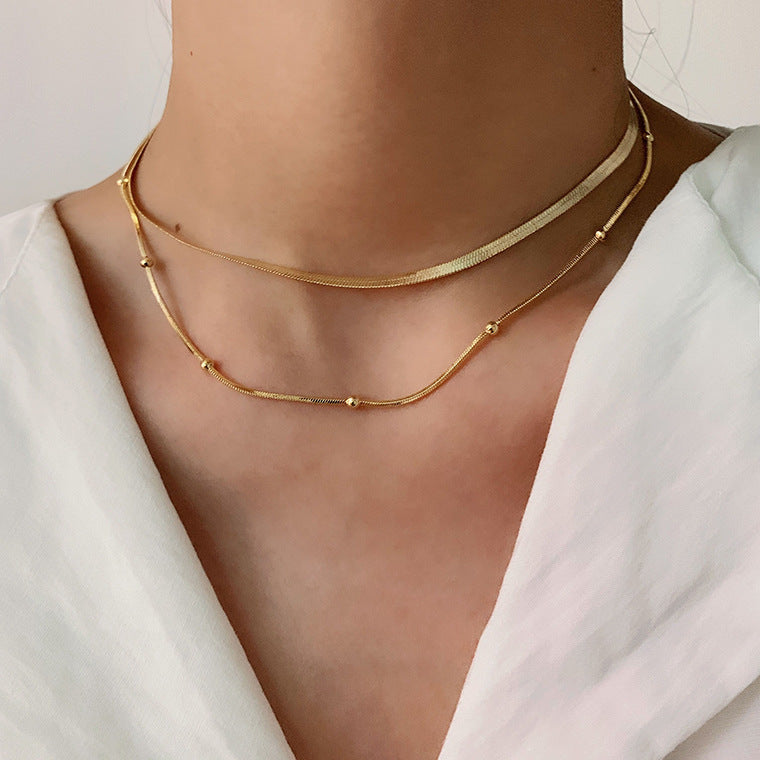 SISSLIA Trend Retro Simple Personality Senior Gold-Plated Multi-Layer Collarbone Choker for Women
