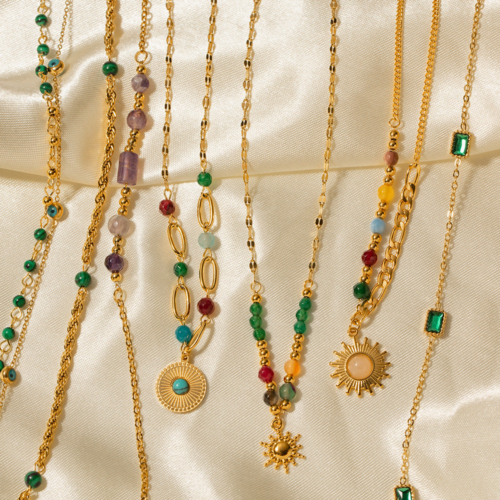 SISSLIA 2024 New Trend High Quality Selling 18K Gold Plated Turquoise Pearl Necklace for Women