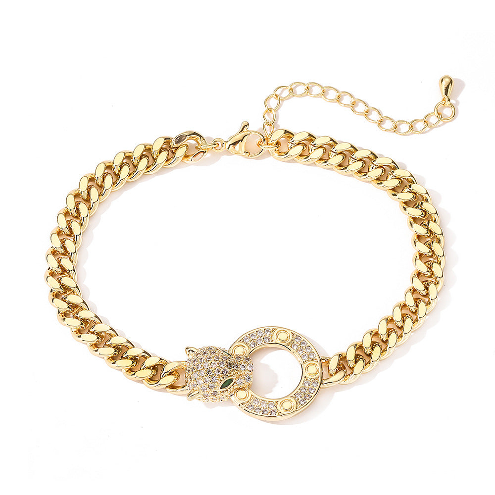 SISSLIA High Quality Fashion Accessories 2024 Gold Jewelry With Leopard Head Thick Chain Bracelet For Women