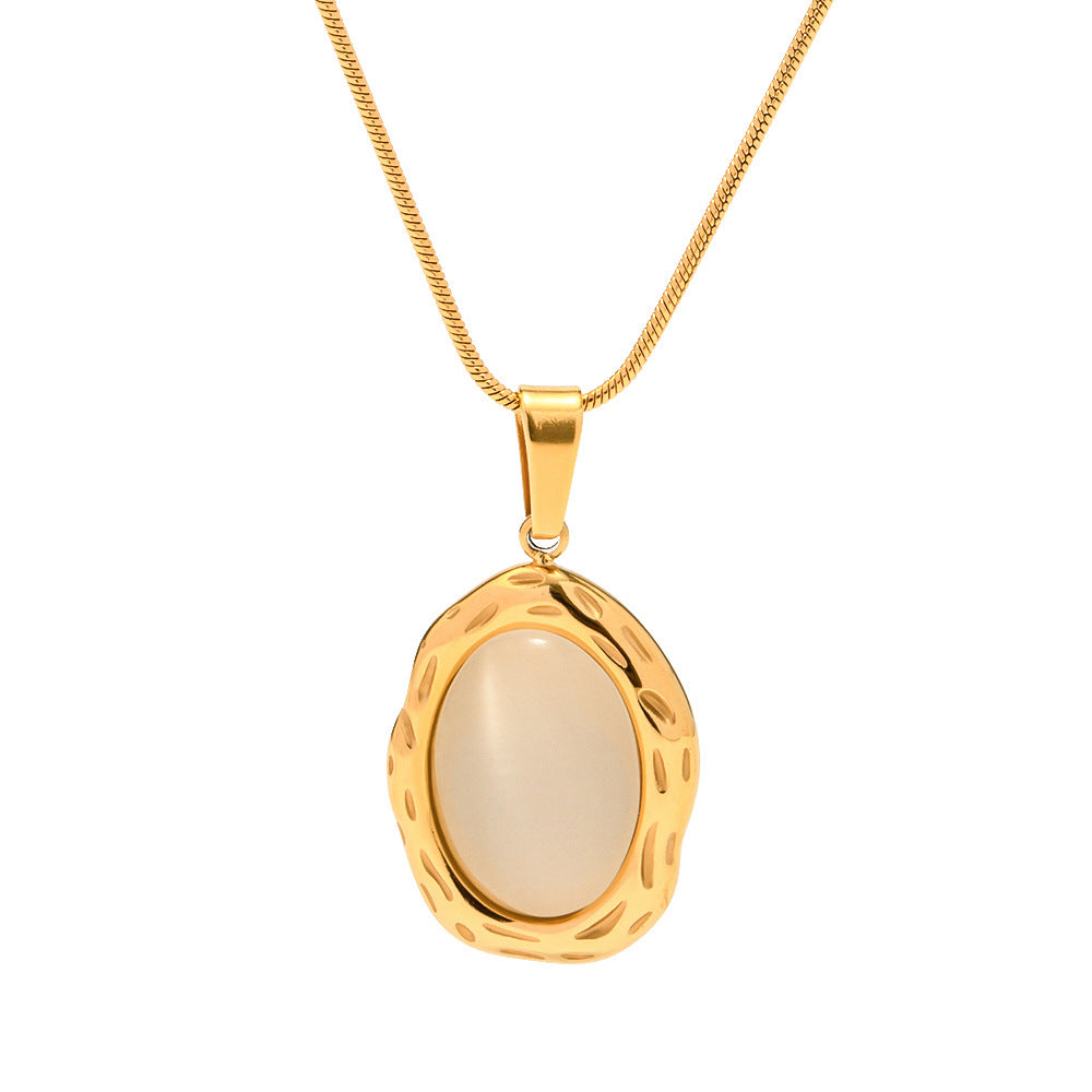 SISSLIA Stainless Steel 18K Gold Plated Natural Stone Item Necklace Jewelry for Women