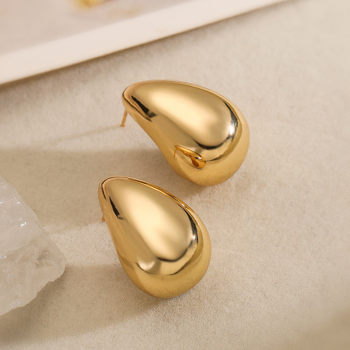 SISSLIA Dainty Water Drop Earrings for Women Hoop Dome Earring Gold Plated Thick Chunky Hoop Earring Birthday Jewelry Gifts
