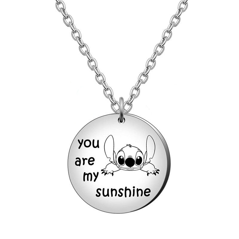 SISSLIA Stainless Steel Letter Round Pendant Necklace For Women Jewelry