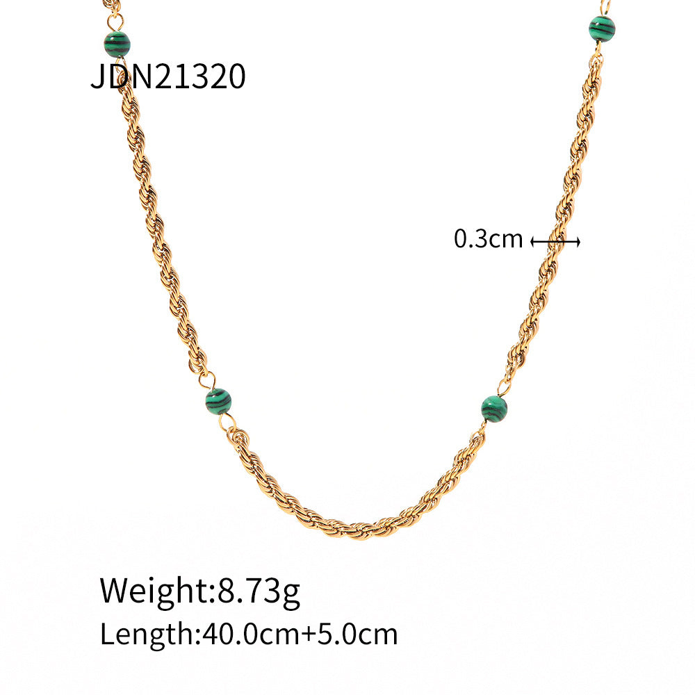 SISSLIA 2024 Trend Natural Malachite High Sense Niche Design Collarbone Twist Non-Fading Necklace for Women