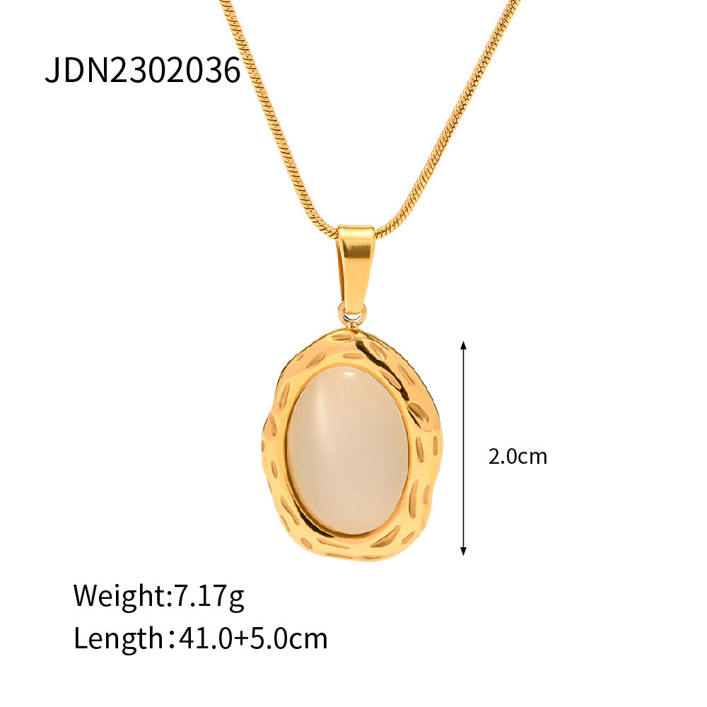 SISSLIA Stainless Steel 18K Gold Plated Natural Stone Item Necklace Jewelry for Women