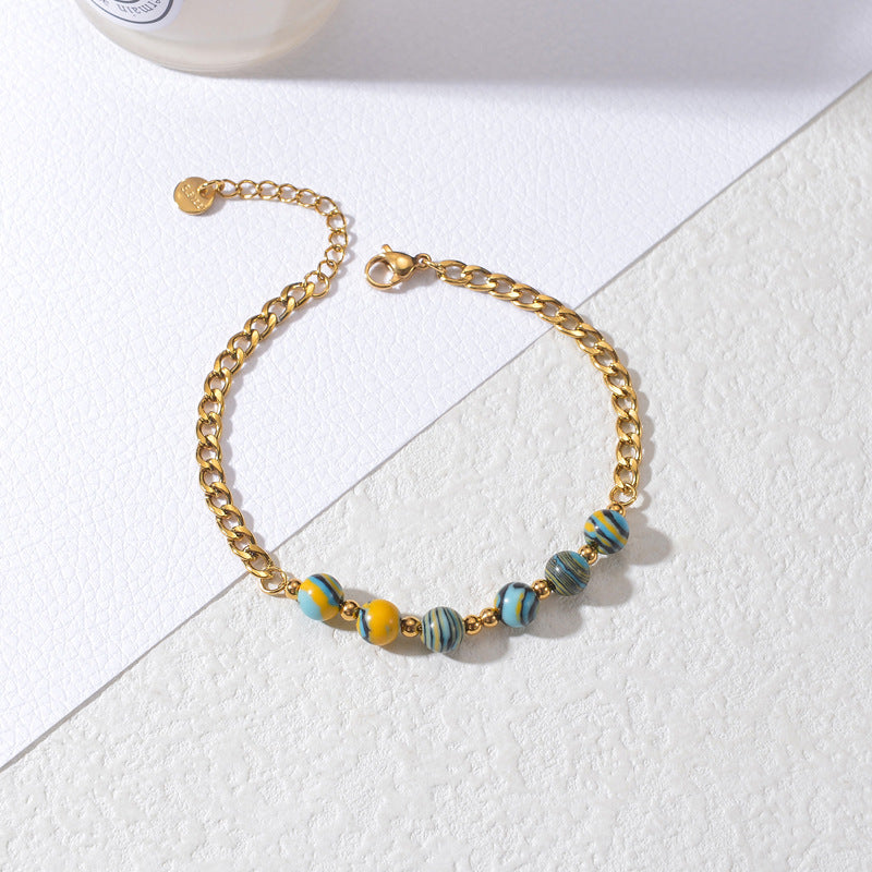 Sisslia Fashion New Color Beaded Natural Stone Simple Niche High-Grade Sense Retro Clavicle Chain for Women