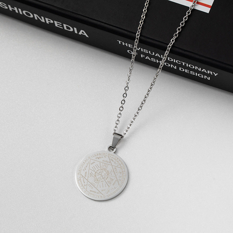 SISSLIA Fashion Casual Hip Hop Chains For Men Stainless Steel Round Pendant For Necklace Jewelry