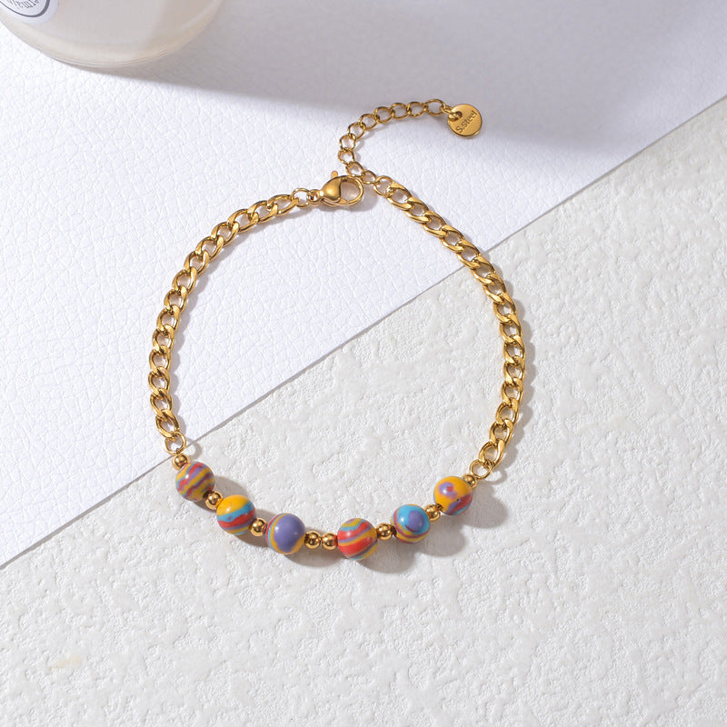 Sisslia Fashion New Color Beaded Natural Stone Simple Niche High-Grade Sense Retro Clavicle Chain for Women