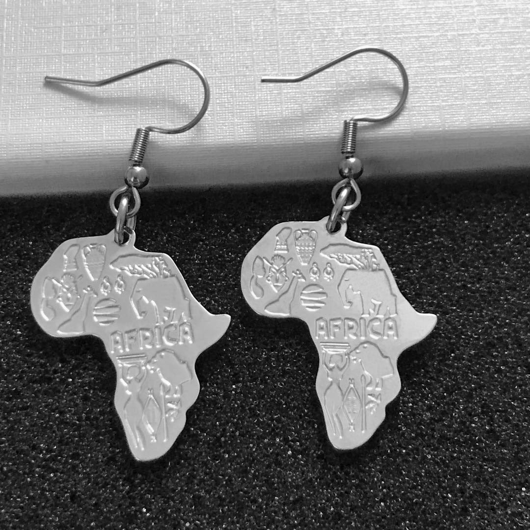 Sisslia Necklace For Women Men Africa Map Pendant Gold Silver Color Stainless Steel Necklace Jewelry Hip Hop Necklaces