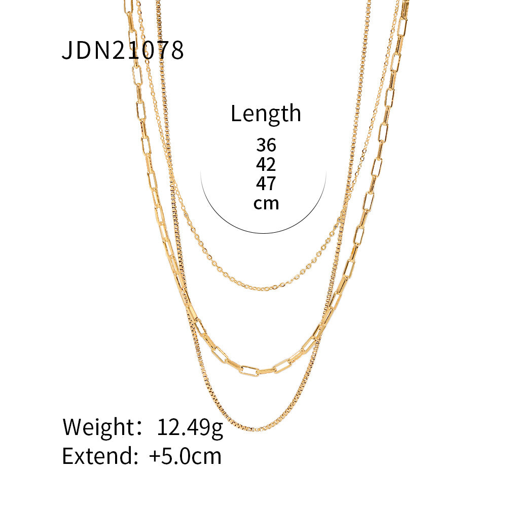 SISSLIA Trend Retro Simple Personality Senior Gold-Plated Multi-Layer Collarbone Choker for Women