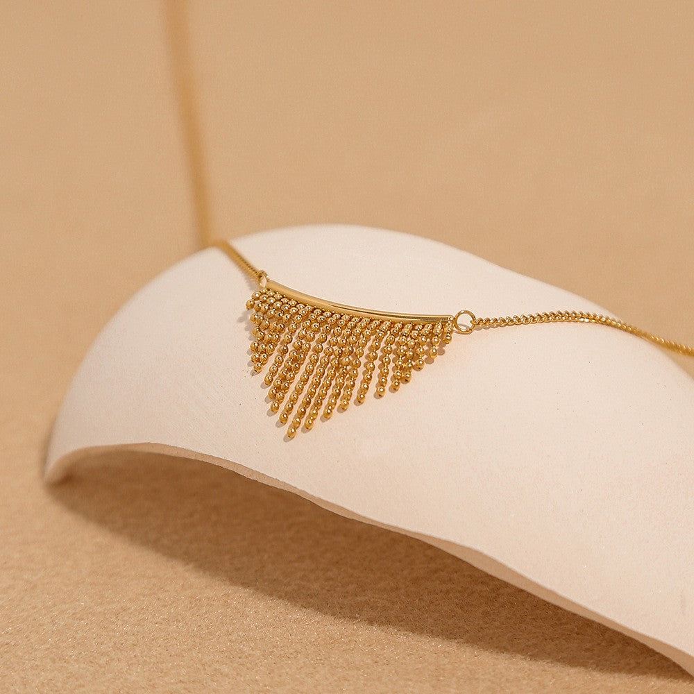 Snake bone chain tassel necklace