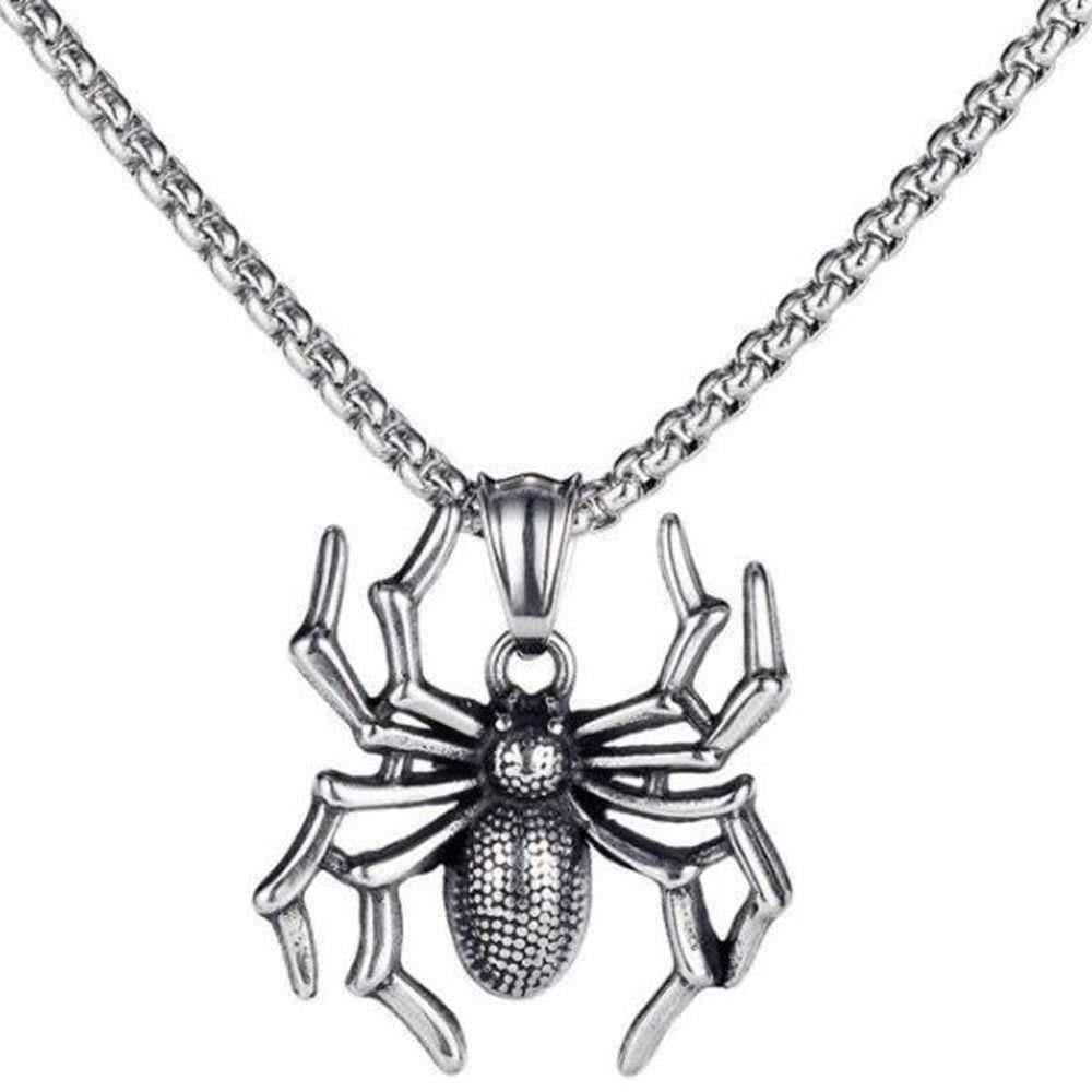 SISSLIA Fashion Stainless Steel Custom Halloween Pendant Jewelry Punk Spider Charm Necklace For Women