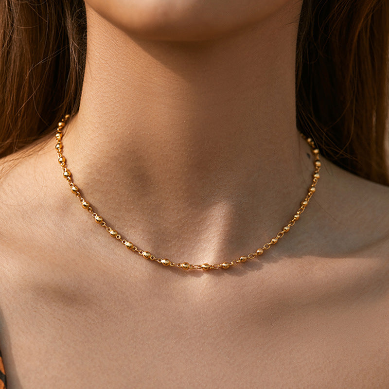 Sisslia Delicate 18K Gold Filled Copper Link Chain Choker Necklace Lobster Buckle Statement Choker Necklace For Women