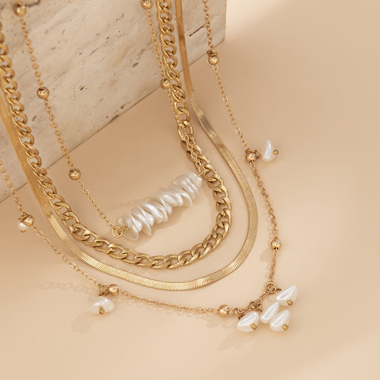 Gold Necklace Multi-layer Ocean Style
