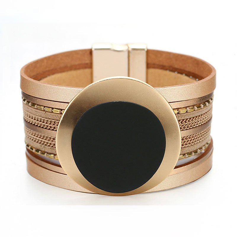 Sisslia Bohemian Style Fashion Multi Layer Boho Ethnic Braiding Wide Leather Wrap Bracelet Jewelry For Women