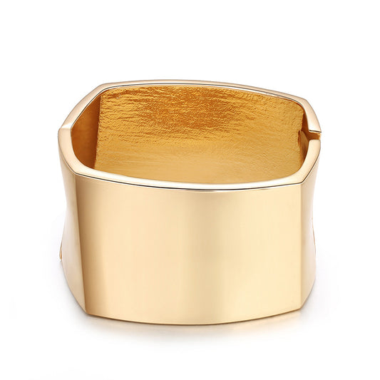 Sisslia Fashion Gold Plated Chunky Bangle Bracelets Square Cuff Bracelets For Hinge Wrist Cuffs for Women