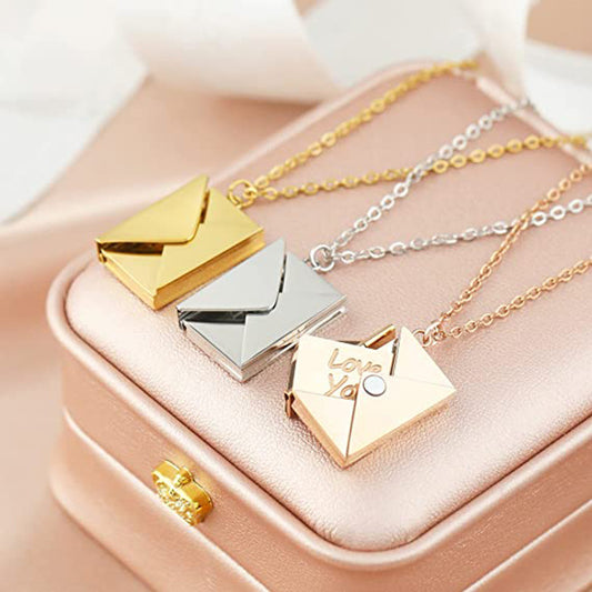 SISSLIA Fashion Jewelry Stainless Steel Love Letter Envelope Pendant Necklace For Couples Necklace For Women