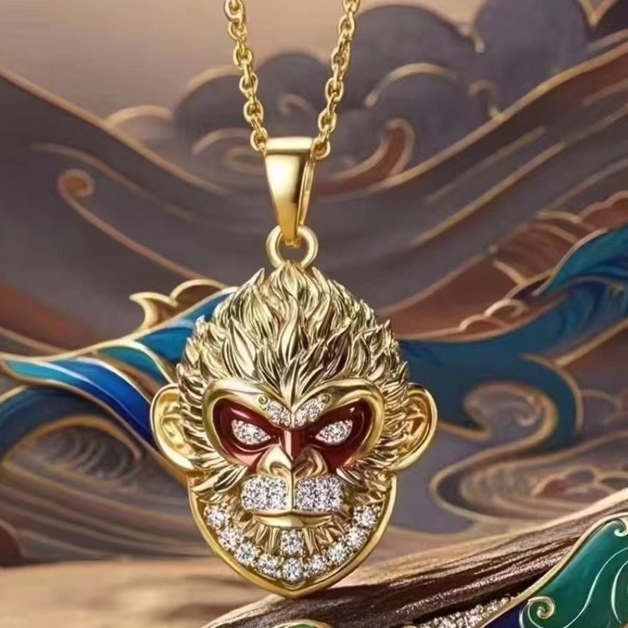 SISSLIA Explosive Game Black Myth Wukong Pendant Necklace Personality Overbearing Sun Wukong Tight Spell