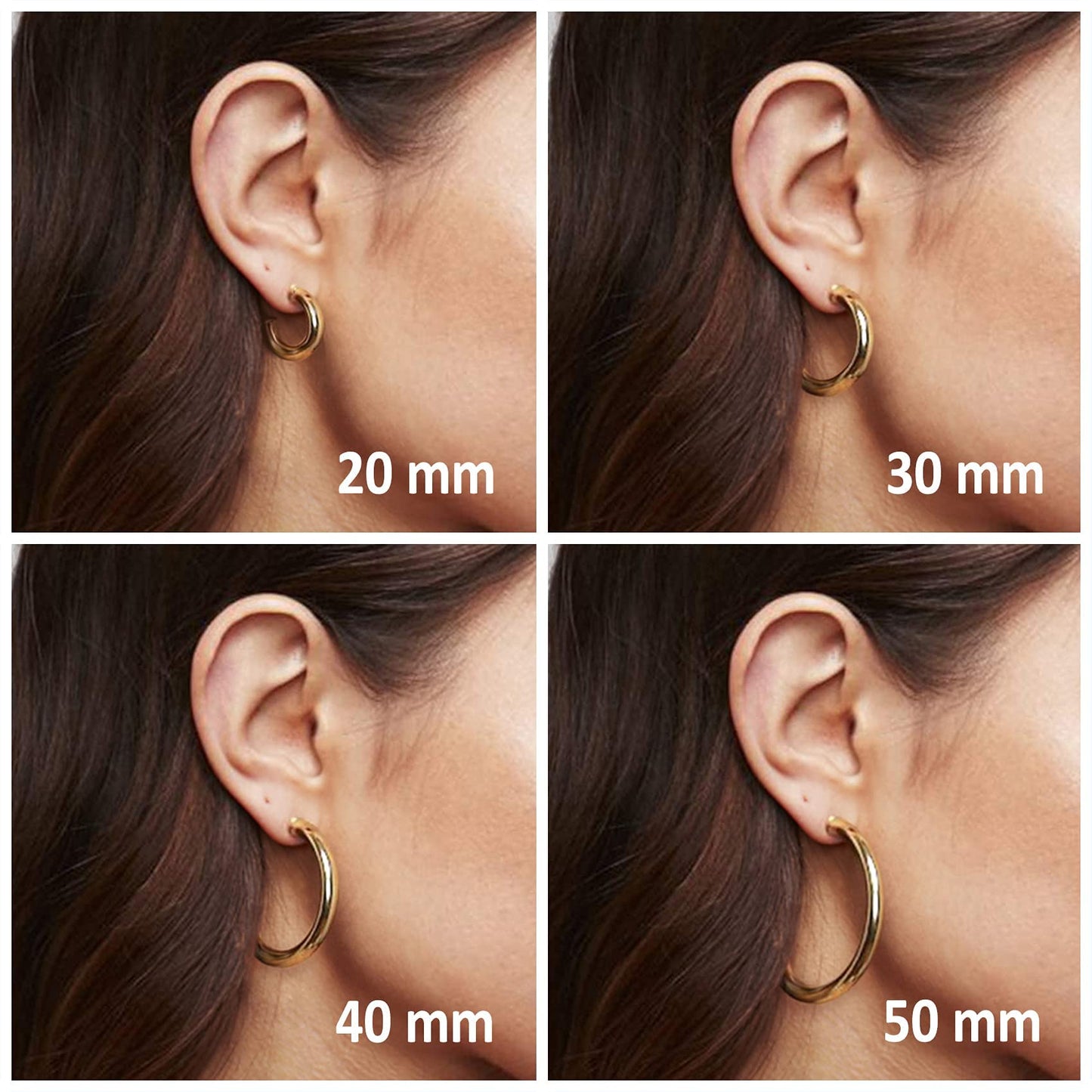 SISSLIA 14k/18k Gold Plated Lightweight Chunky Open Hoops for Women Trendy Gold Hoop Earrings