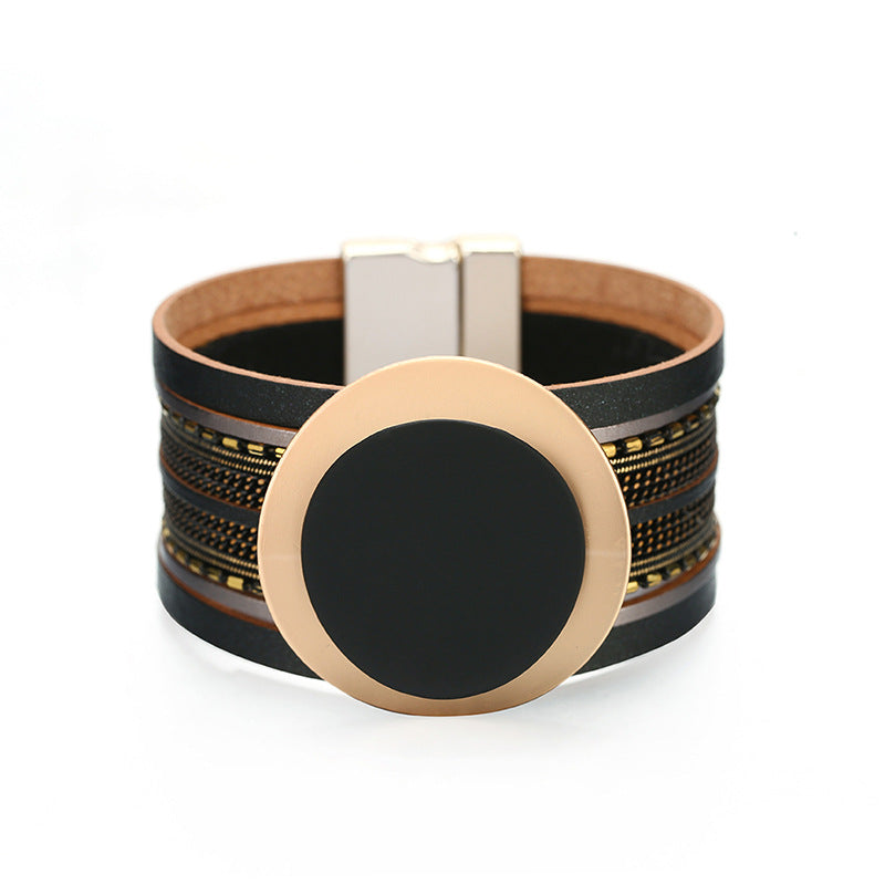 Wide Leather Bracelet Jewelry