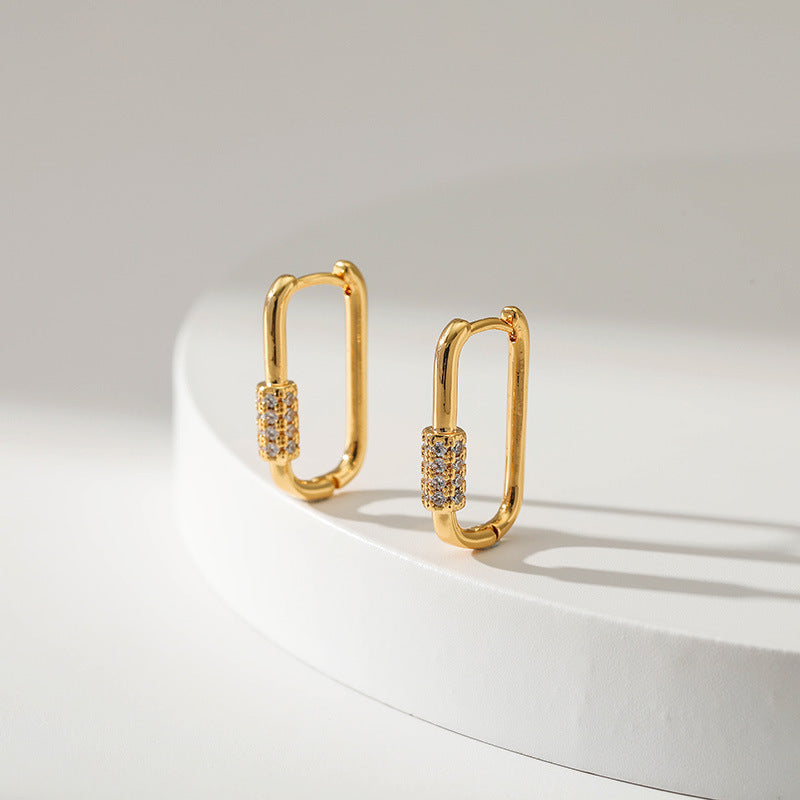 Sisslia Wholesale Gold Plated Brass 18K Gold Jewelry Exquisite U Shaped Zircon Earrings For Women