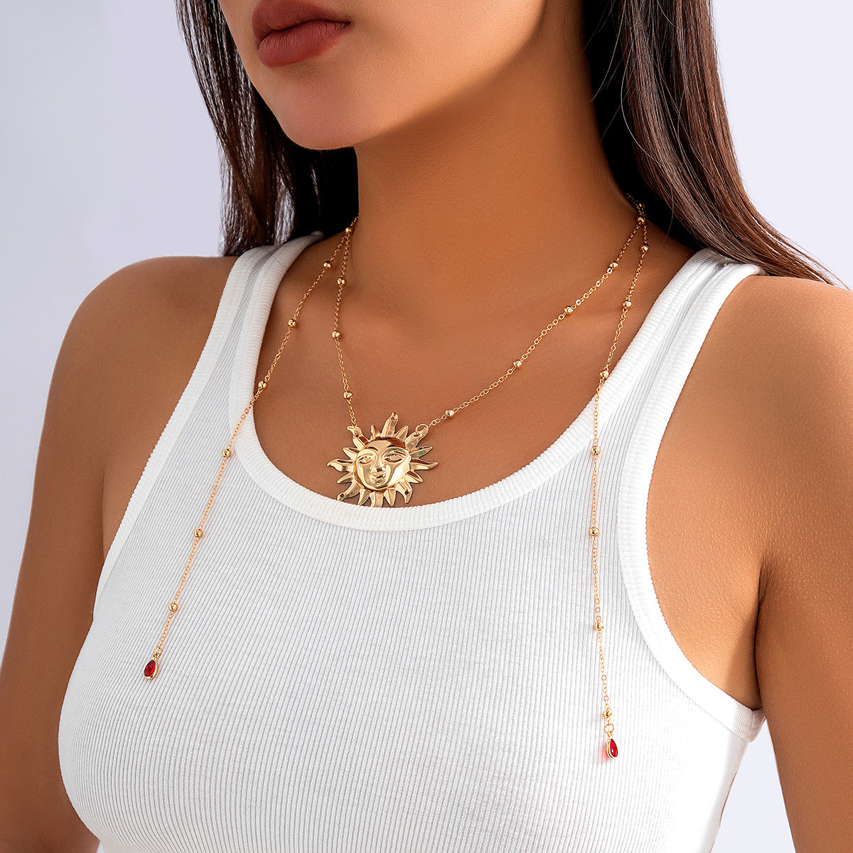 SISSLIA 2023 Popular Sun Flower Fashion Style Gold Necklace Fashion Jewelry Necklaces For Woman