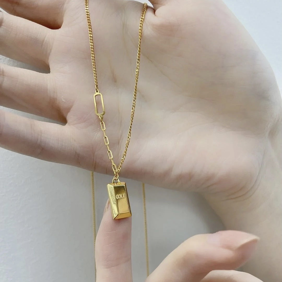 Alphabet Cubic Stainless Steel Necklace