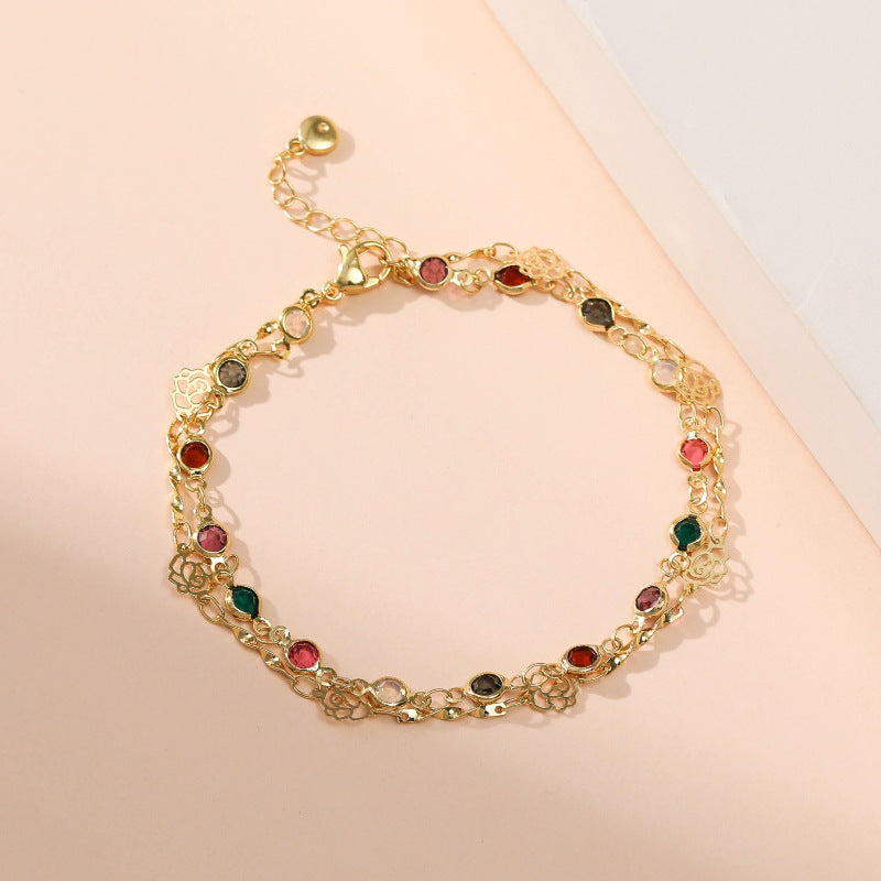 SISSLIA Hot Sale Custom Design Fashion Jewelry Encrusted With Zircon Double Zinc Alloy Bracelet
