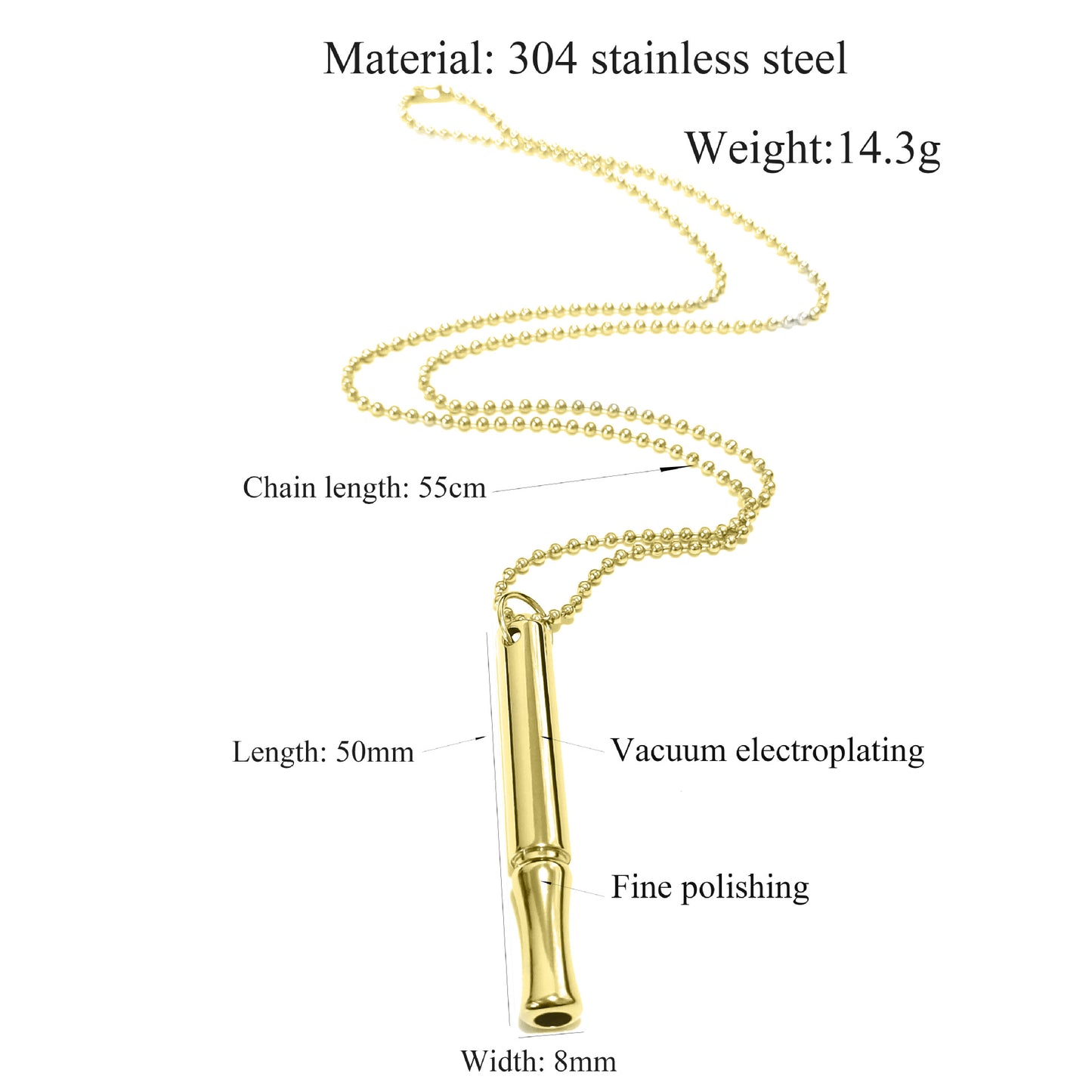 Sisslia Personality Hot Selling Stainless Steel Meditation Whistle Necklace Breathing Decompression Whistle Pendant Necklace