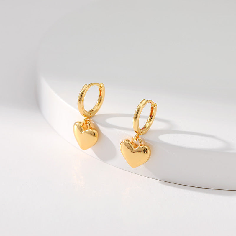 Sisslia Brass Earring Gold Plated Heart Earrings New Earrings Female Simple High Quality Niche Jewelry For Women