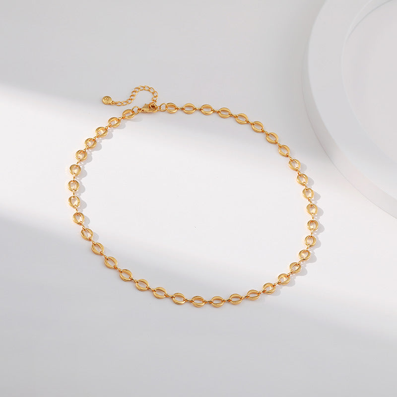 Sisslia Fashion Jewelry New Arrival Brass 18K Gold Plated Big O Shape Neck Chain For Women