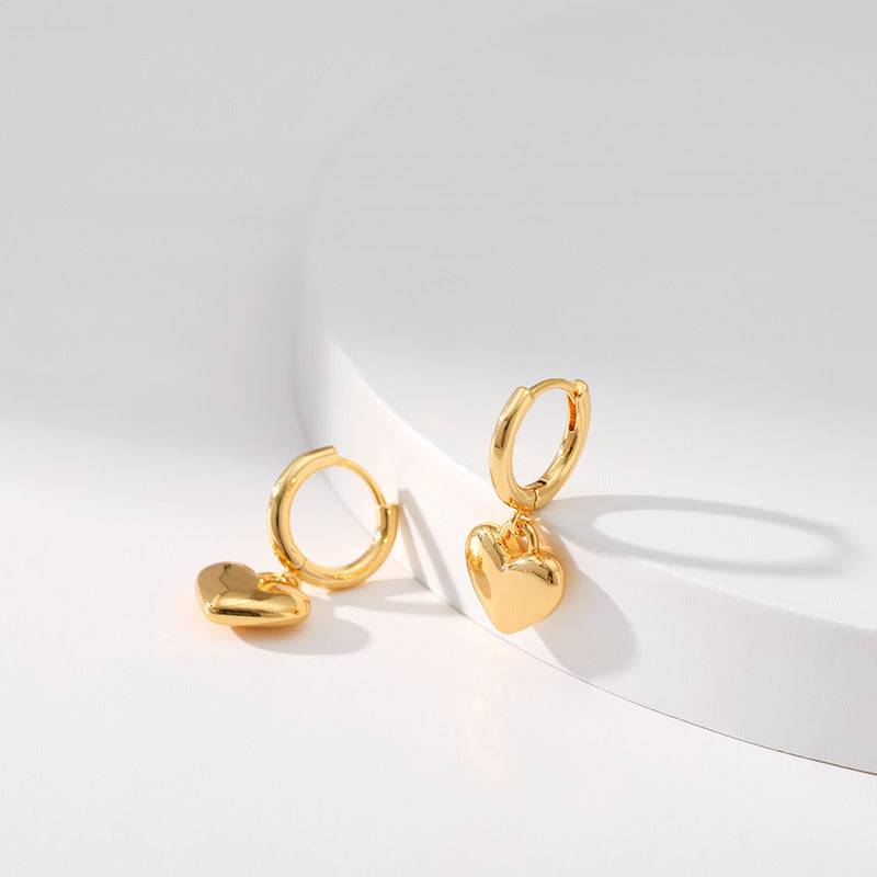 Sisslia Brass Earring Gold Plated Heart Earrings New Earrings Female Simple High Quality Niche Jewelry For Women