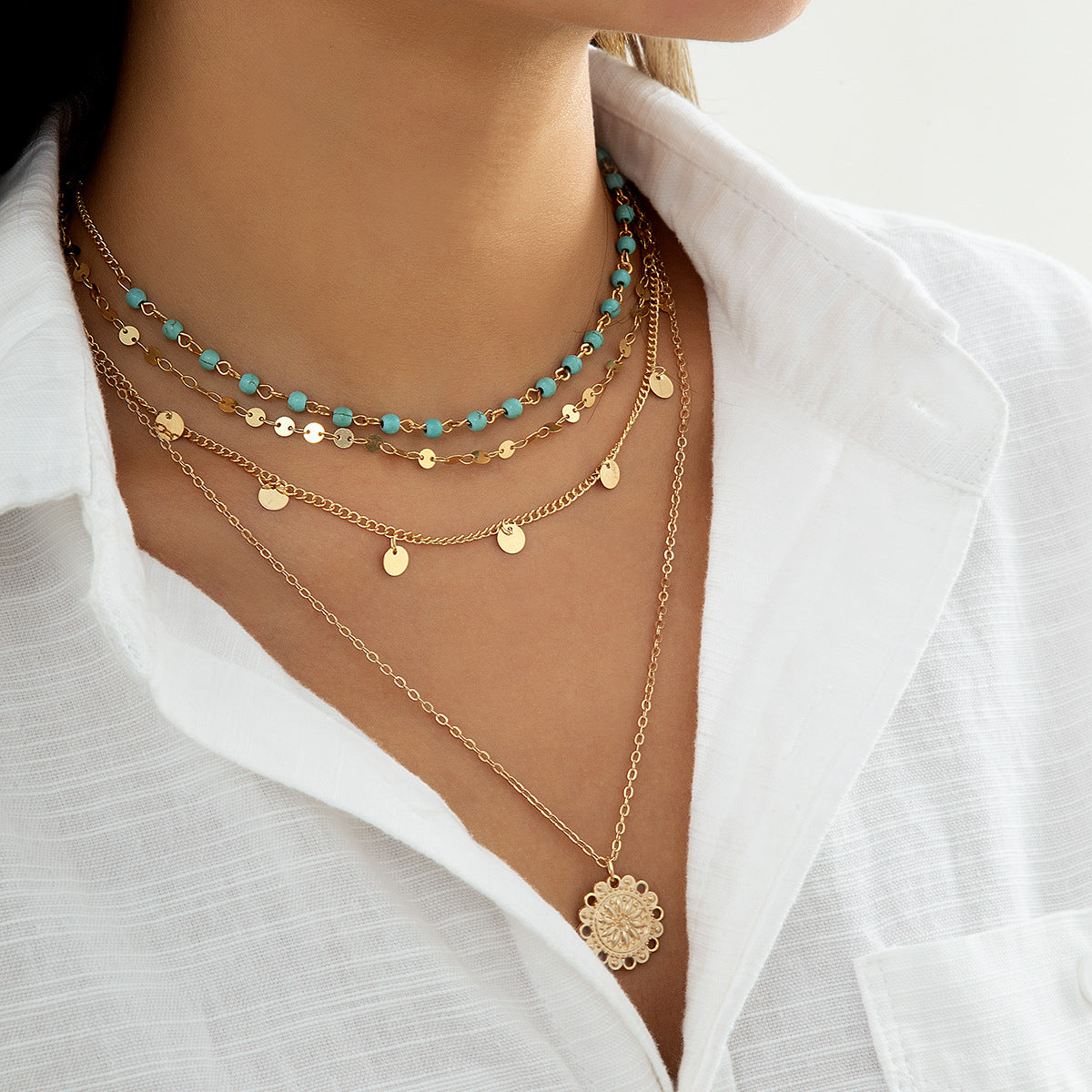 Evil-eye Gold Alloy Pearl Necklace