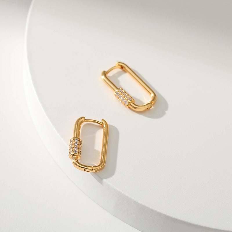 Sisslia Wholesale Gold Plated Brass 18K Gold Jewelry Exquisite U Shaped Zircon Earrings For Women