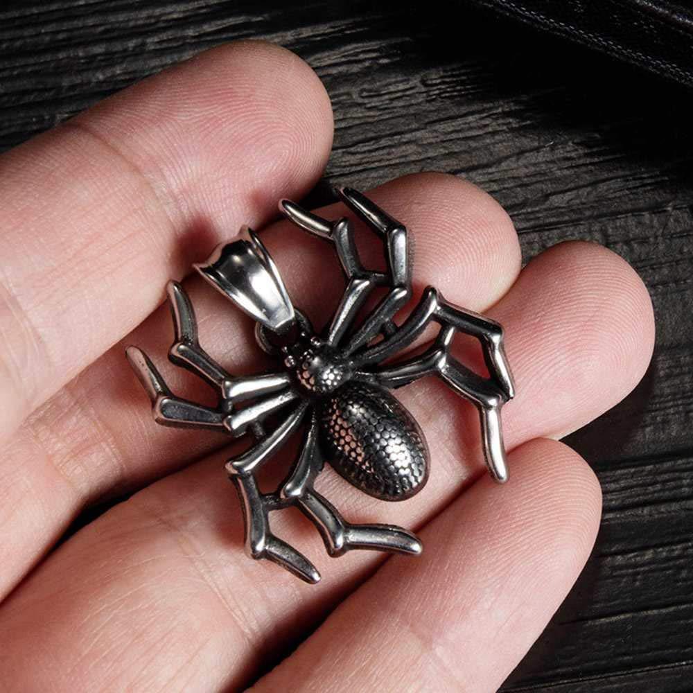 SISSLIA Fashion Stainless Steel Custom Halloween Pendant Jewelry Punk Spider Charm Necklace For Women