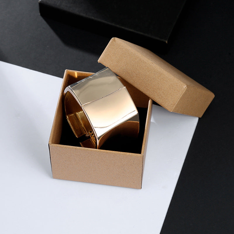 Sisslia Fashion Gold Plated Chunky Bangle Bracelets Square Cuff Bracelets For Hinge Wrist Cuffs for Women