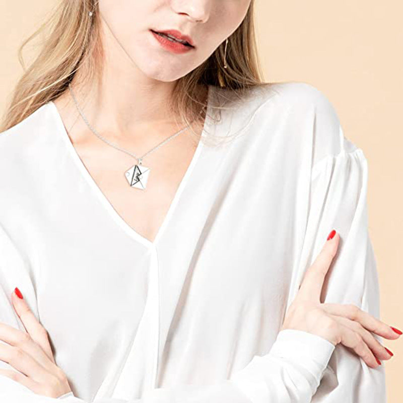 SISSLIA Fashion Jewelry Stainless Steel Love Letter Envelope Pendant Necklace For Couples Necklace For Women