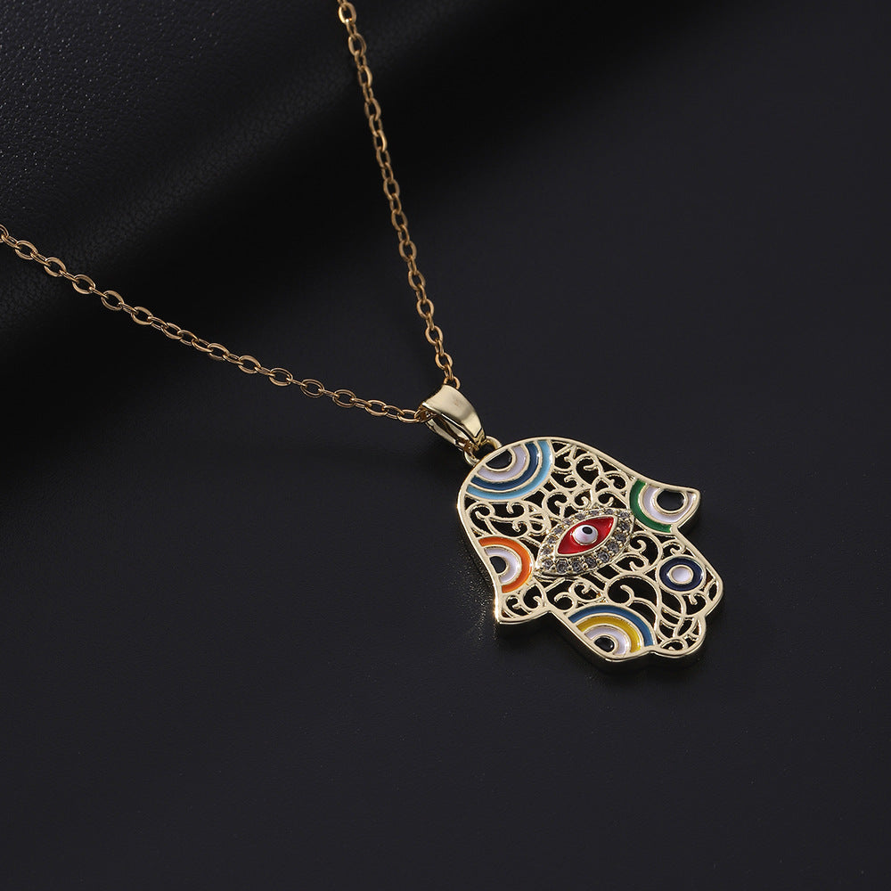 Copper Alloy Black Hand Pendant Necklace