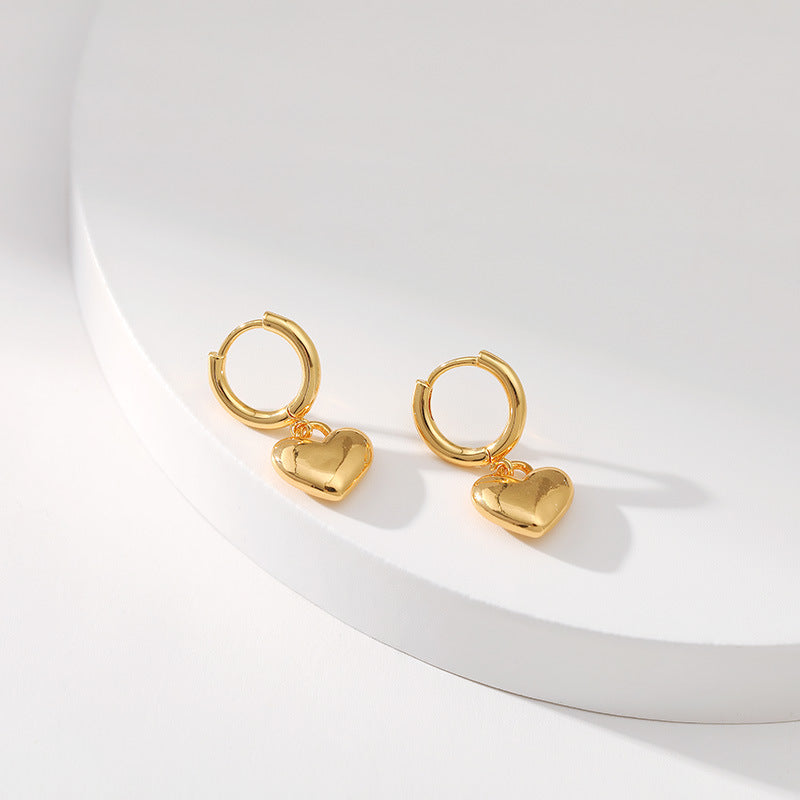 Sisslia Brass Earring Gold Plated Heart Earrings New Earrings Female Simple High Quality Niche Jewelry For Women