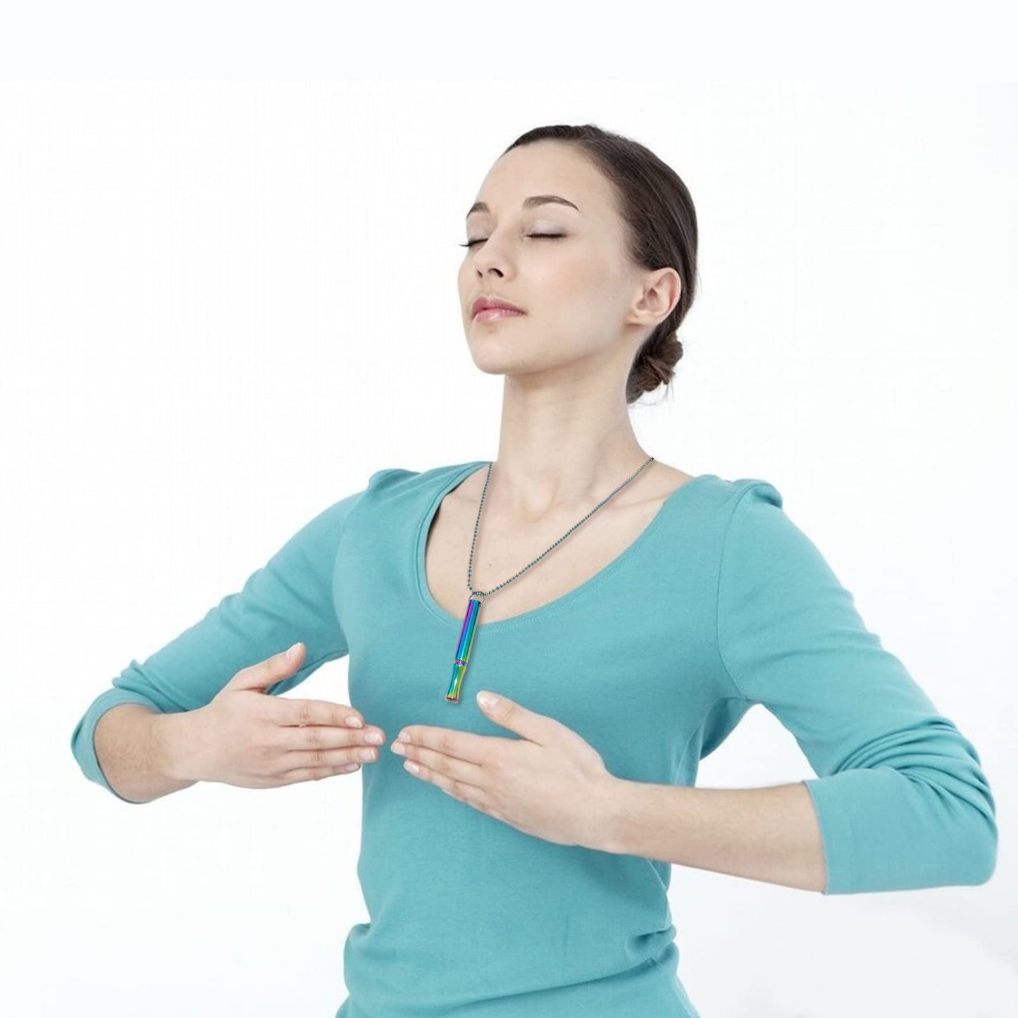 Sisslia Personality Hot Selling Stainless Steel Meditation Whistle Necklace Breathing Decompression Whistle Pendant Necklace