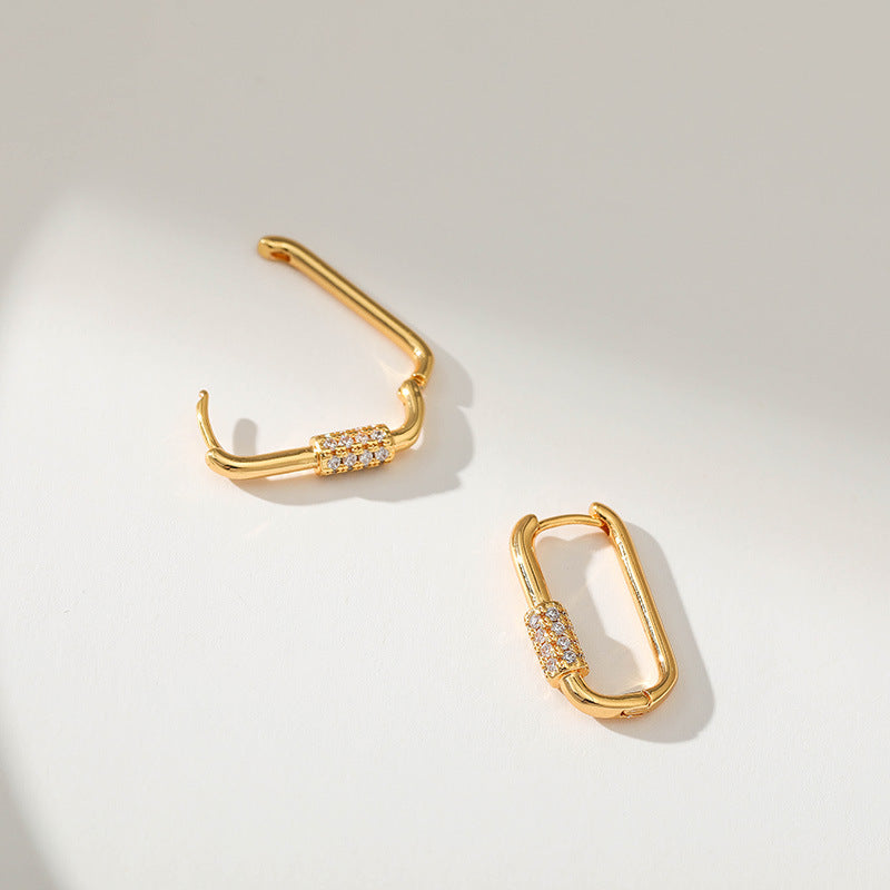 Sisslia Wholesale Gold Plated Brass 18K Gold Jewelry Exquisite U Shaped Zircon Earrings For Women