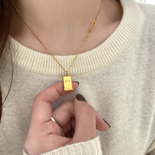 Alphabet Cubic Stainless Steel Necklace