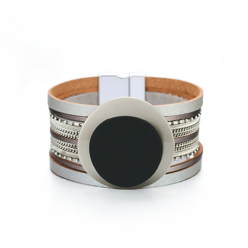 Wide Leather Bracelet Jewelry