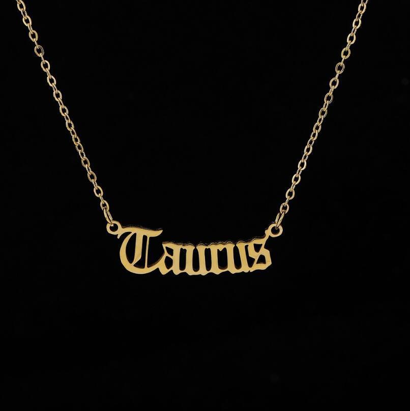 SISSLIA Gold Plated Stainless Steel Women Fashion Astrology Pendant Zodiac Sign Horoscope Necklace For Women