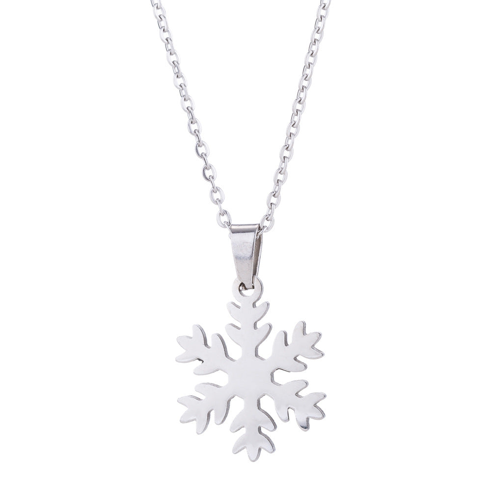 SISSLIA Wholesale Stainless Steel 18k Gold Silver Plated Charm Snowflake Pendant Necklace Set For Women