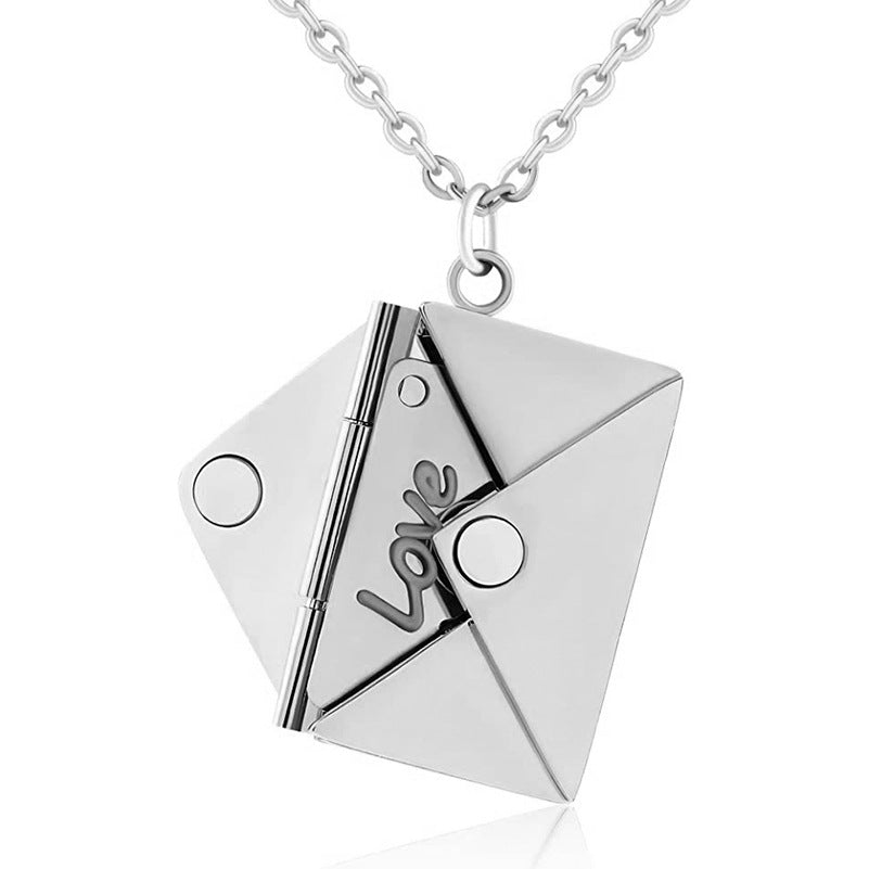 SISSLIA Fashion Jewelry Stainless Steel Love Letter Envelope Pendant Necklace For Couples Necklace For Women