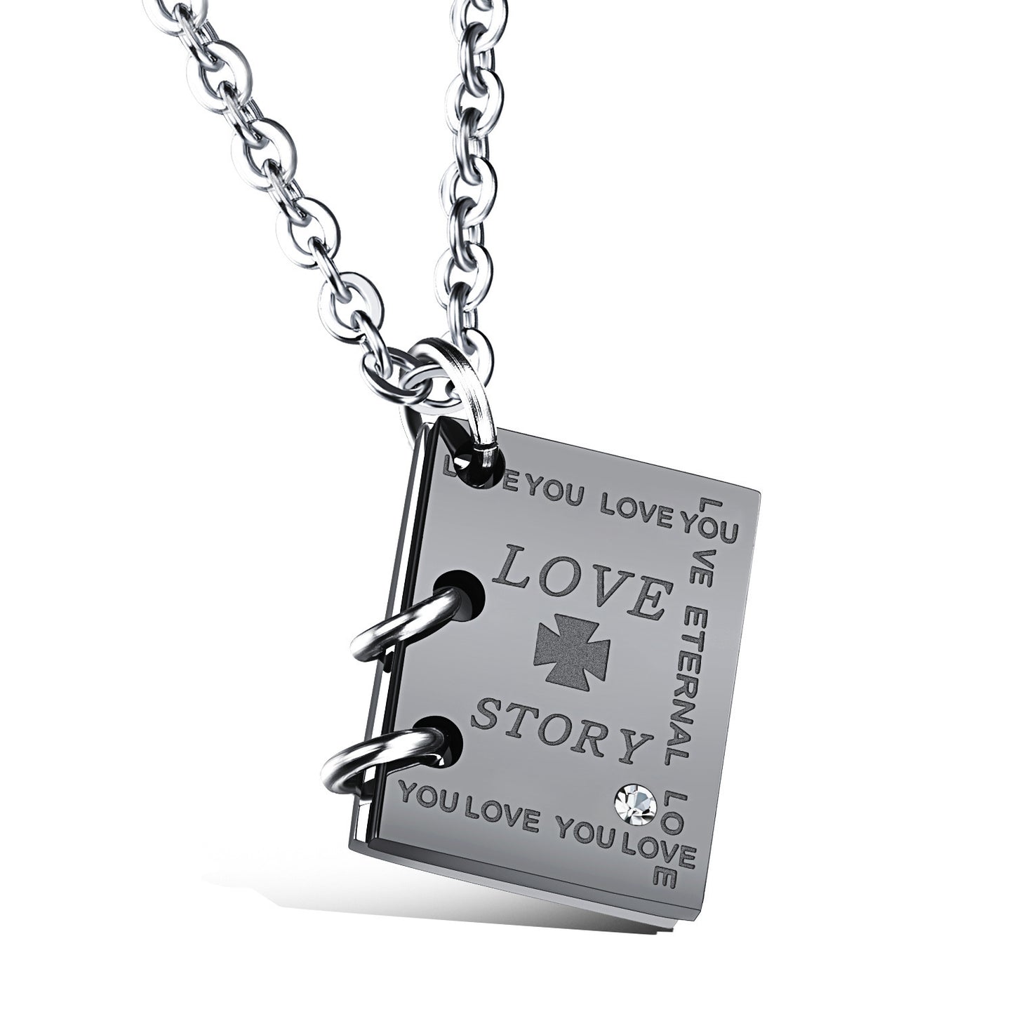 SISSLIA Fashion Stainless Steel Necklace Couple I Love You Book Love Letter Pendant Necklaces Valentine's Day Gift