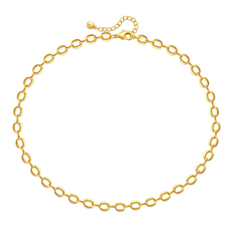 Sisslia Fashion Jewelry New Arrival Brass 18K Gold Plated Big O Shape Neck Chain For Women