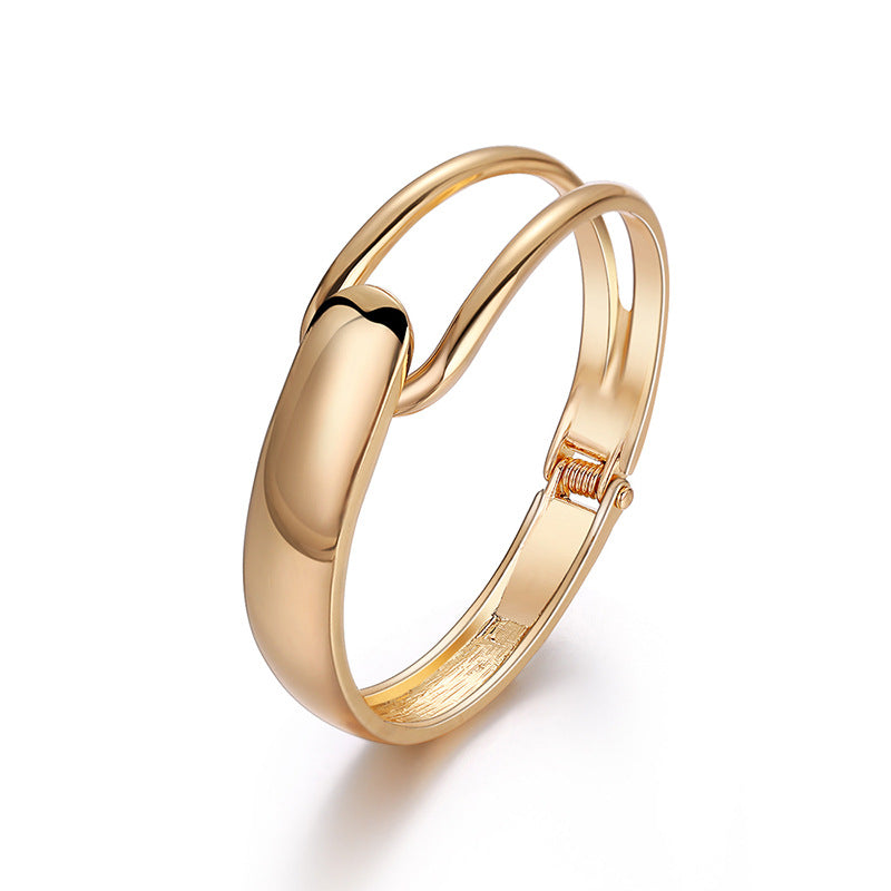 Sisslia Hot Sale Fashion Metal Copper Gold Cuff Bangle Adjustable Jewelry Hinge Bangle For Woman