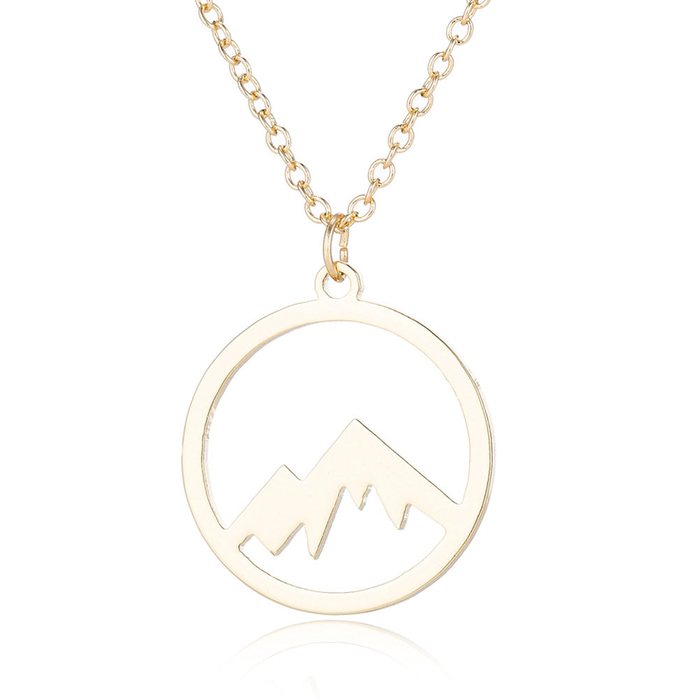 SISSLIA Fashion Wholesale Geometric Gold Plated Stainless Steel Mountain Pendant Necklace For Women