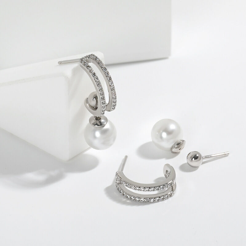SISSLIA Shiny Pearl Earrings Genuine Natural Freshwater Pearl 925 Sterling Silver Earrings Pearl Jewelry For Wedding Bridesmaid